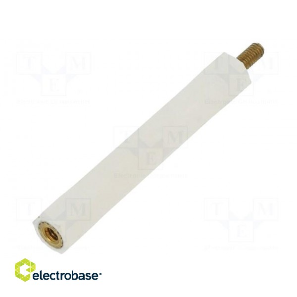 Insulating sleeve | Int.thread: M2,5 | L: 40mm | UL94V-2 | Body: white