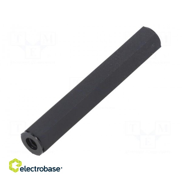 Screwed spacer sleeve | hexagonal | polyamide | M4 | L: 65mm | black