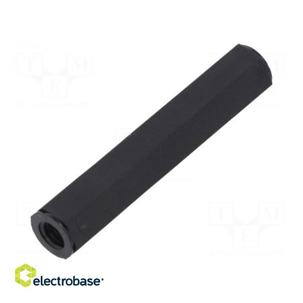 Screwed spacer sleeve | hexagonal | polyamide | M6 | L: 55mm | black