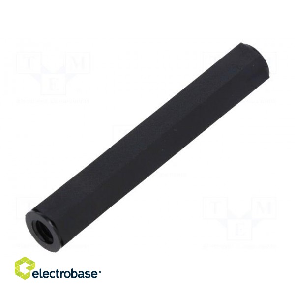 Screwed spacer sleeve | hexagonal | polyamide | M6 | L: 65mm | black