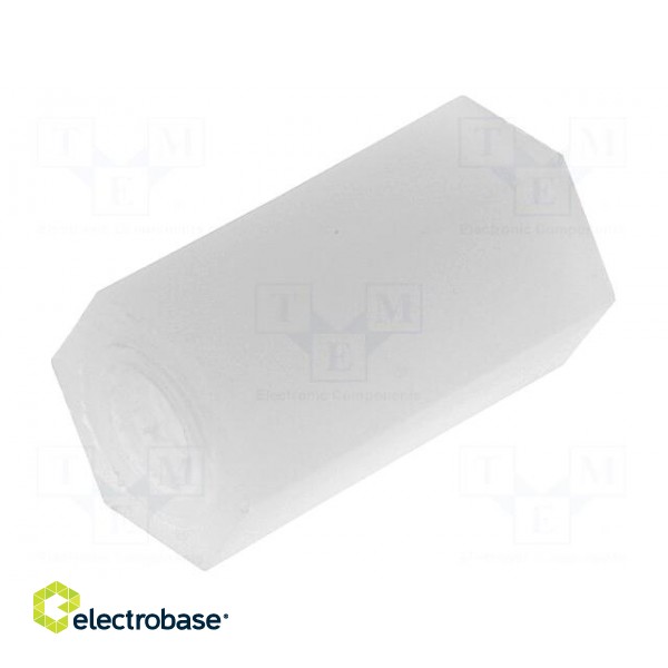 Screwed spacer sleeve | hexagonal | polyamide | M4 | L: 10mm