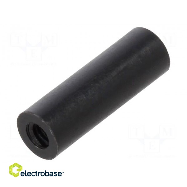 Spacer sleeve | cylindrical | polyamide | M2 | L: 12mm | Øout: 4mm | black paveikslėlis 2
