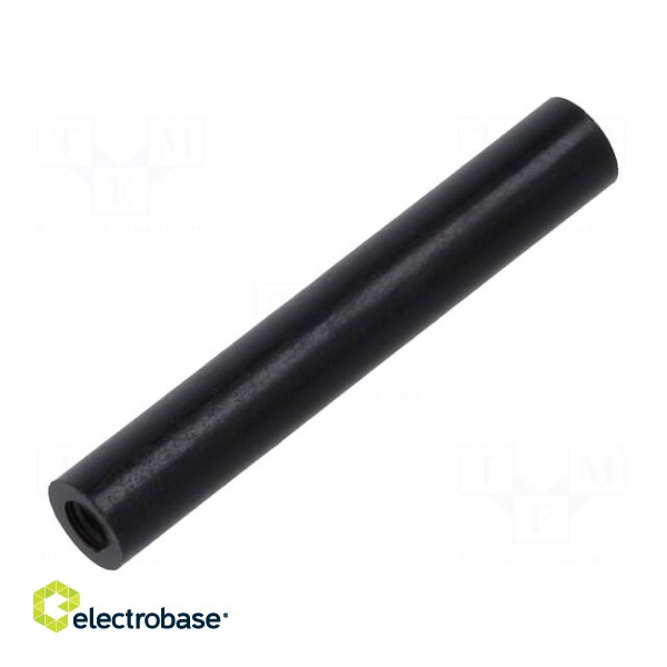 Spacer sleeve | cylindrical | polyamide | M2 | L: 25mm | Øout: 4mm | black