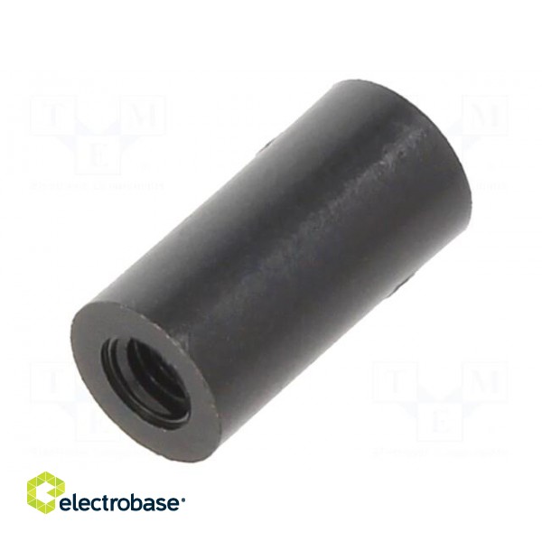 Spacer sleeve | cylindrical | polyamide | M3 | L: 12mm | Øout: 6mm | black