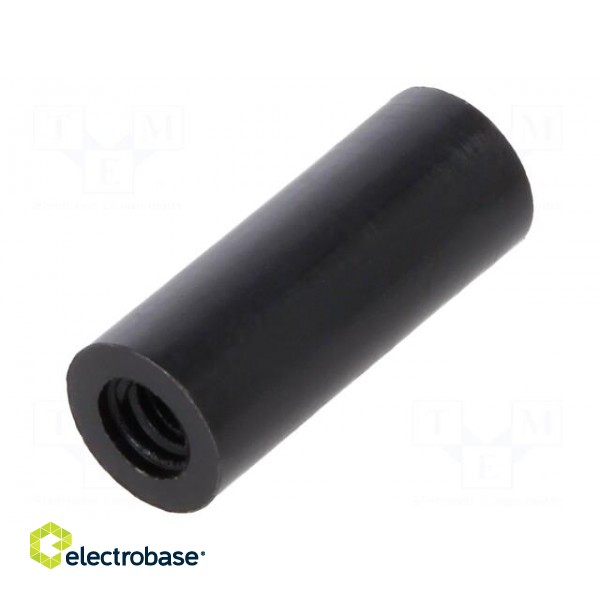 Spacer sleeve | cylindrical | polyamide | M3 | L: 15mm | Øout: 6mm | black image 1