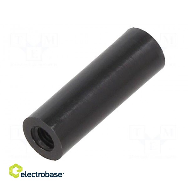 Spacer sleeve | cylindrical | polyamide | M3 | L: 18mm | Øout: 6mm | black