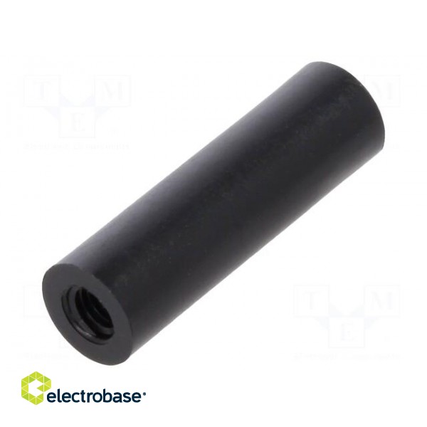 Spacer sleeve | cylindrical | polyamide | M3 | L: 20mm | Øout: 6mm | black paveikslėlis 1