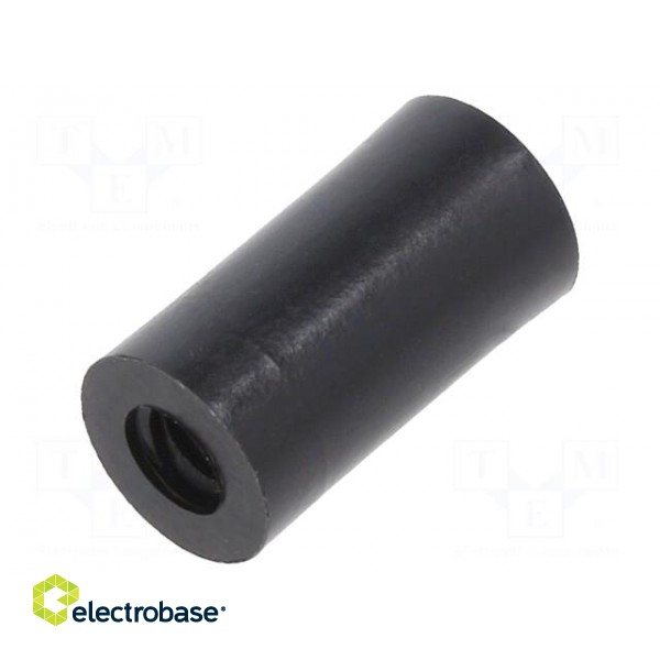 Spacer sleeve | cylindrical | polyamide | M4 | L: 15mm | Øout: 8mm | black