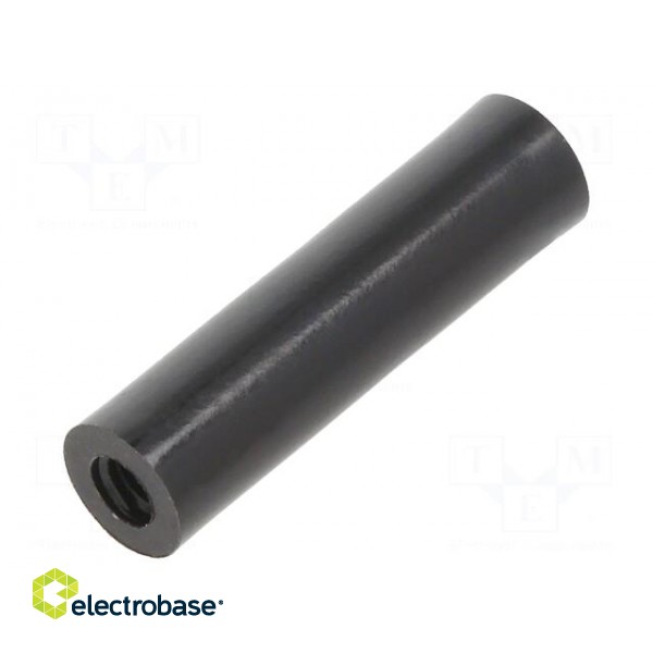 Spacer sleeve | cylindrical | polyamide | M4 | L: 30mm | Øout: 8mm | black
