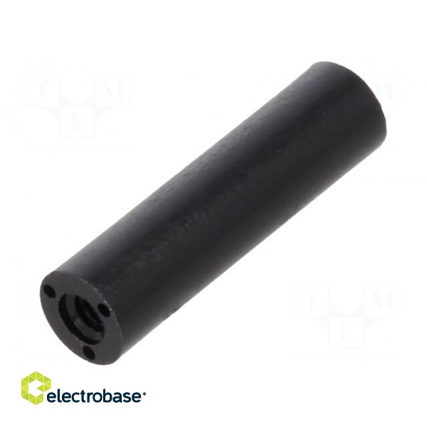 Spacer sleeve | cylindrical | polyamide | M2 | L: 15mm | Øout: 4mm | black paveikslėlis 1