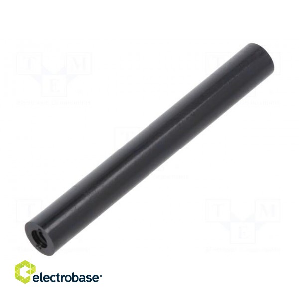 Spacer sleeve | cylindrical | polyamide | M4 | L: 65mm | Øout: 8mm | black