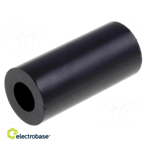 Spacer sleeve | cylindrical | polystyrene | L: 15mm | Øout: 7mm | black