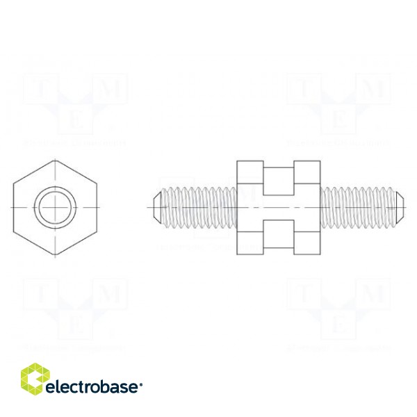 Spacer sleeve | hexagonal | polyamide 66 | M3 | L: 25mm | black | UL94V-2