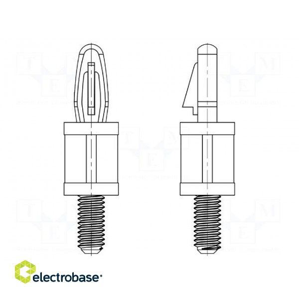 PCB distance | polyamide 66 | L: 25.4mm | screwed rod,snap fastener