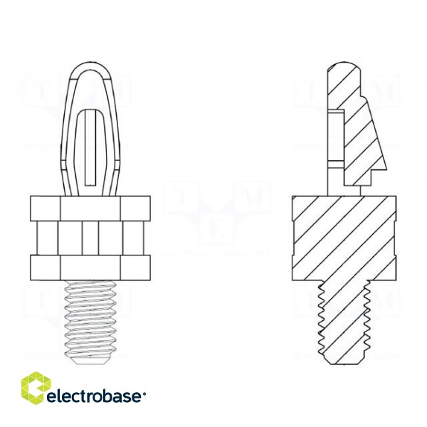 PCB distance | polyamide 66 | L: 6.4mm | screwed rod,snap fastener