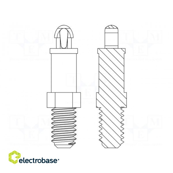 PCB distance | polyamide 66 | L: 9.5mm | screwed rod,snap fastener