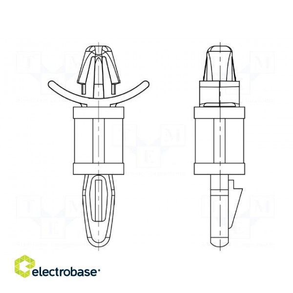 PCB distance | polyamide | L: 15.9mm | snap fastener | natural