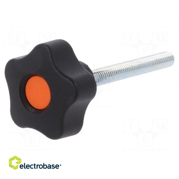 Knob | Ø: 32mm | Ext.thread: M6 | 50mm | H: 23mm | technopolymer (PP) paveikslėlis 1