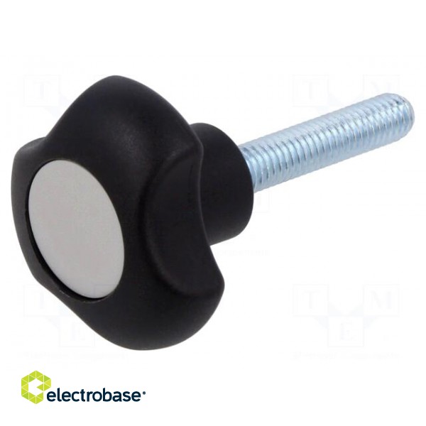 Knob | Ø: 32mm | Ext.thread: M6 | Int.thread: M6 | 30mm | H: 22mm | Cap: grey