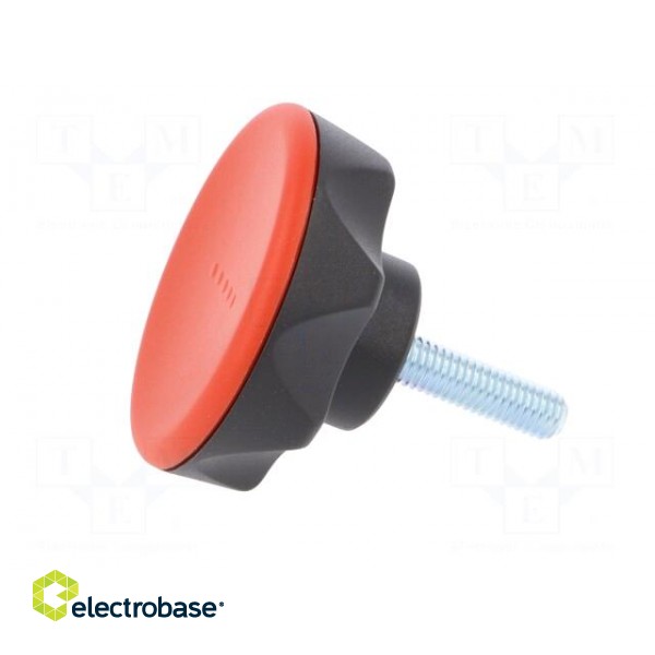 Knob | Ø: 56mm | Ext.thread: M8 | 30mm | technopolymer (PA) | Cap: red image 3