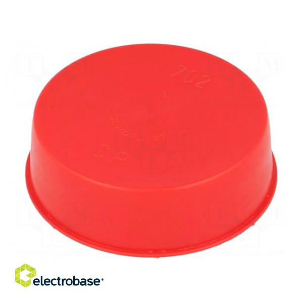 Plugs | Body: red | Out.diam: 76.5mm | H: 18.6mm | Mat: LDPE | Shape: round