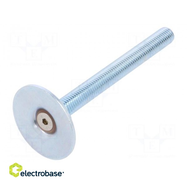 Foot of pin | Base dia: 40mm | M10 | steel | Plunger length: 100mm image 1