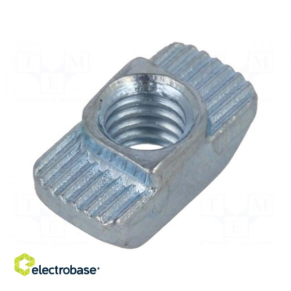Nut | for profiles | Width of the groove: 8mm | steel | zinc фото 1