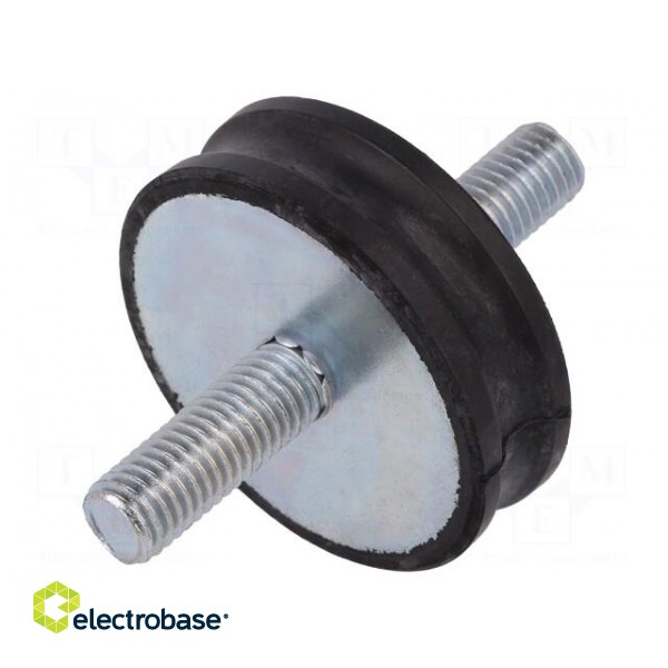 Vibration damper | M10 | Ø: 50mm | rubber | L: 15mm | Thread len: 28mm