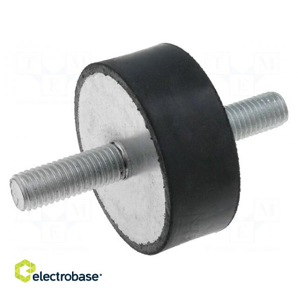 Vibration damper | M10 | Ø: 50mm | rubber | L: 20mm | Thread len: 28mm