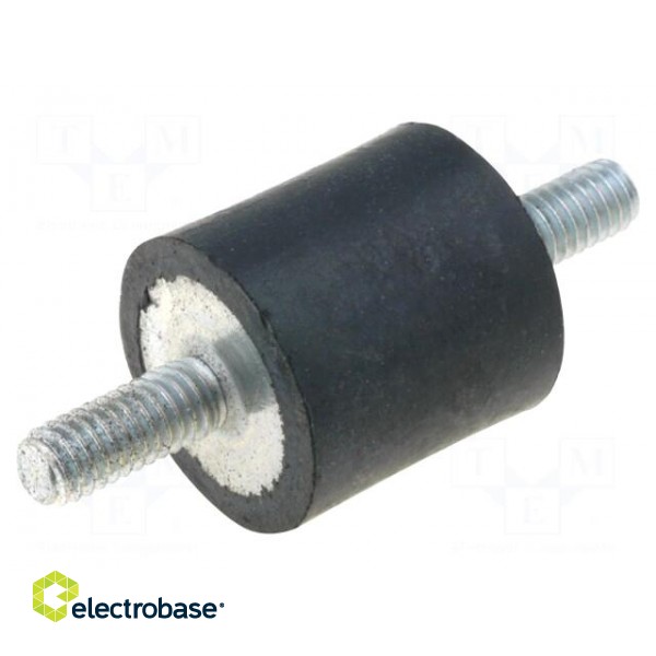 Vibration damper | M4 | Ø: 15mm | rubber | L: 8mm | Thread len: 10mm | 61N