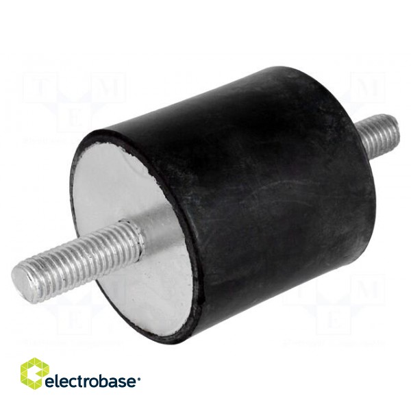 Vibration damper | M10 | Ø: 50mm | rubber | L: 50mm | Thread len: 28mm фото 1