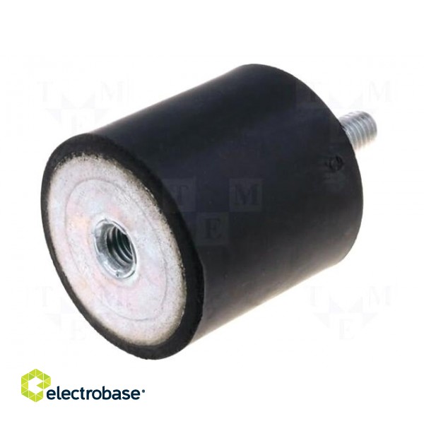 Vibration damper | M12 | Ø: 75mm | rubber | L: 55mm | Thread len: 37mm