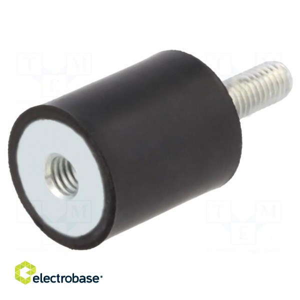 Vibration damper | M10 | Ø: 50mm | rubber | L: 40mm | Thread len: 28mm