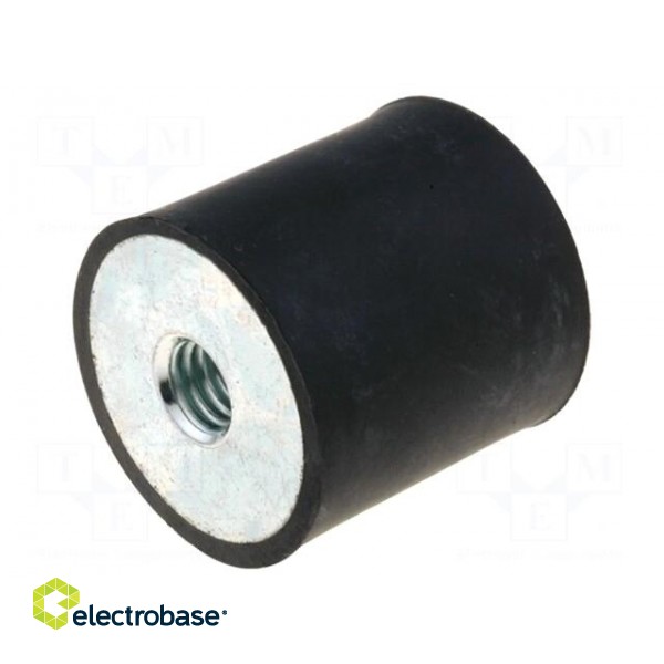 Vibration damper | M6 | Ø: 20mm | rubber | L: 15mm | H: 6mm | 355N | 95N/mm
