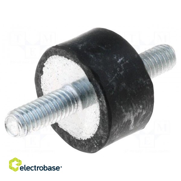 Vibration damper | M4 | Ø: 15mm | rubber | L: 8mm | Thread len: 10mm | 230N