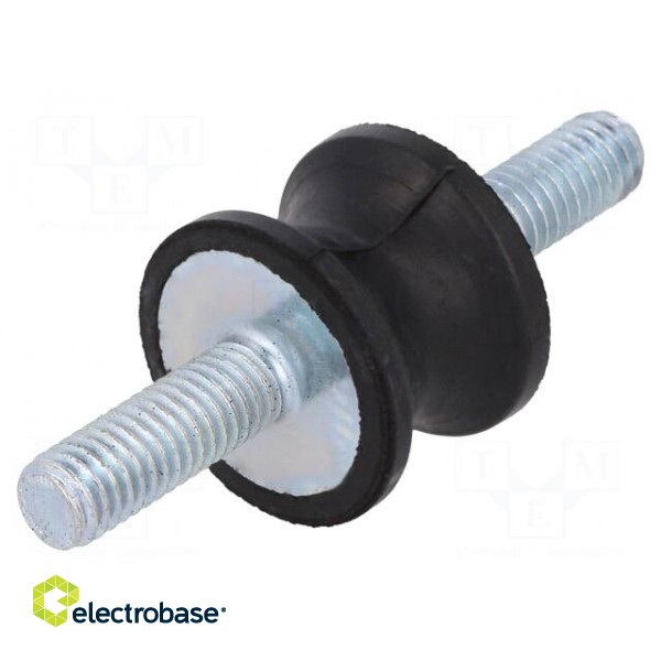 Vibration damper | M6 | Ø: 20mm | rubber | L: 15mm | Thread len: 18mm