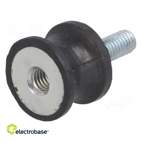 Vibration damper | M6 | Ø: 20mm | rubber | L: 15mm | Thread len: 18mm image 1