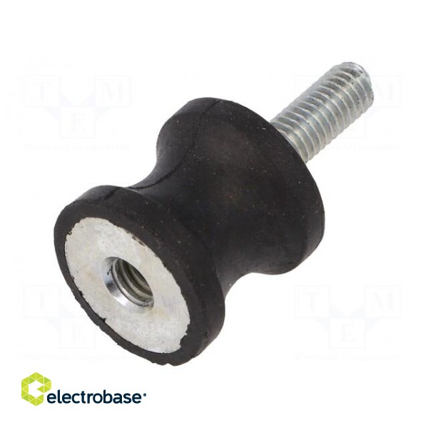 Vibration damper | M6 | Ø: 20mm | rubber | L: 19mm | Thread len: 18mm