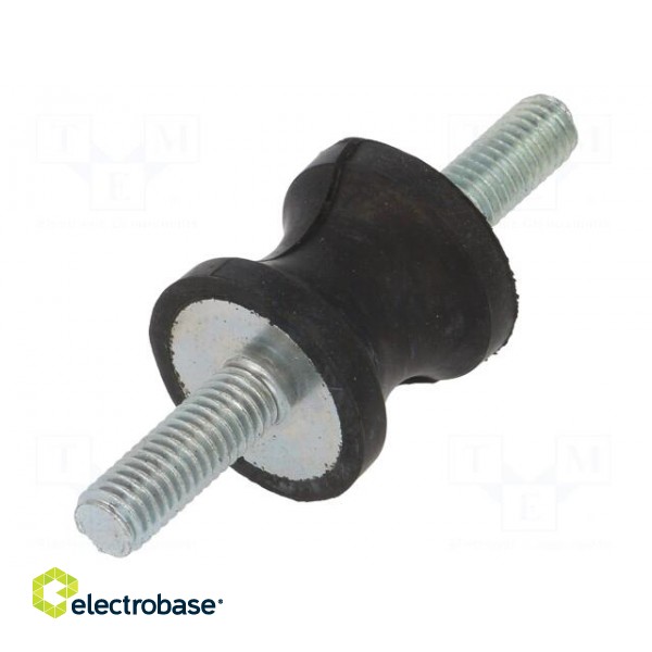 Vibration damper | M6 | Ø: 20mm | rubber | L: 19mm | Thread len: 18mm