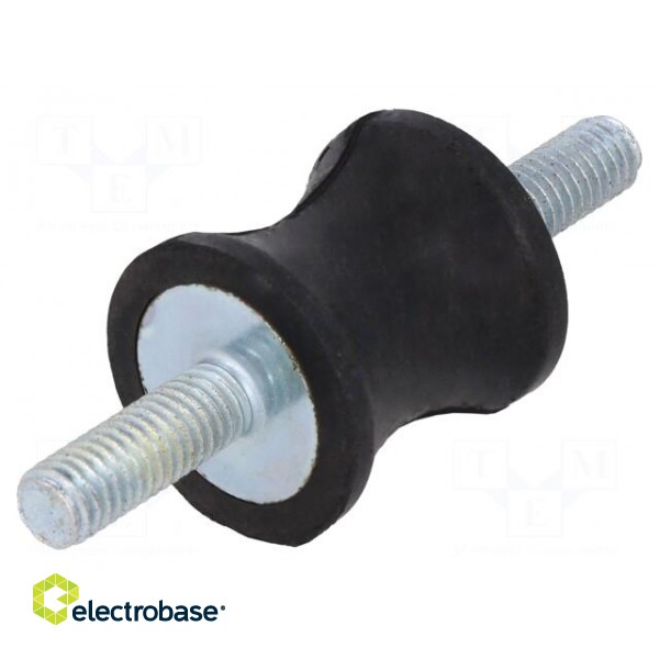 Vibration damper | M6 | Ø: 21mm | rubber | L: 22mm | Thread len: 18mm