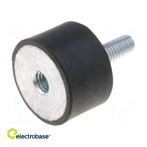 Vibration damper | M6 | Ø: 25mm | rubber | L: 15mm | Thread len: 18mm