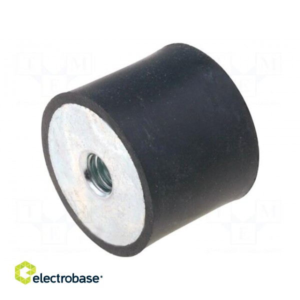 Vibration damper | M6 | Ø: 25mm | rubber | L: 20mm | H: 6mm | 605N | 121N/mm