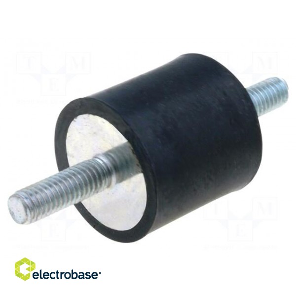 Vibration damper | M6 | Ø: 25mm | rubber | L: 25mm | Thread len: 18mm