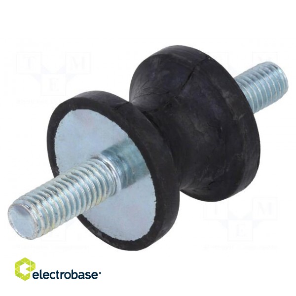 Vibration damper | M8 | Ø: 30mm | rubber | L: 25mm | Thread len: 20mm