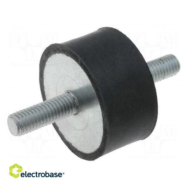 Vibration damper | M8 | Ø: 40mm | rubber | L: 20mm | Thread len: 23mm