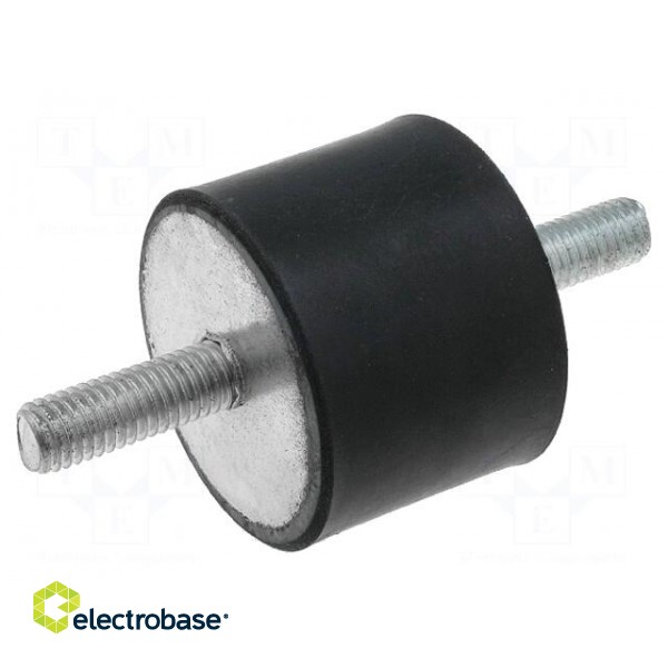 Vibration damper | M8 | Ø: 40mm | rubber | L: 30mm | Thread len: 23mm