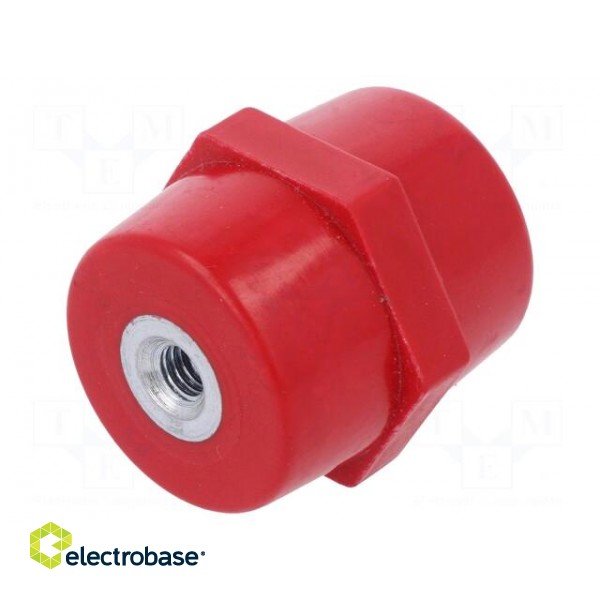 Support insulator | L: 20mm | Ø: 15mm | Uoper: 400V | UL94V-0 | Body: red