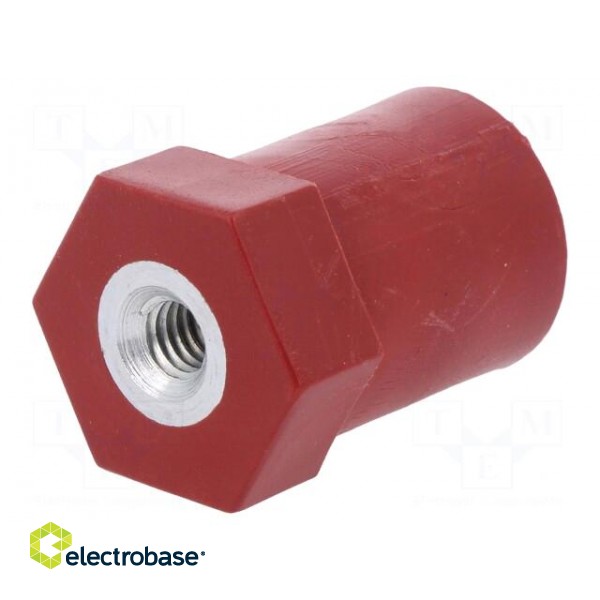 Support insulator | L: 30mm | Ø: 30mm | Uoper: 750V | UL94V-0 | Body: red