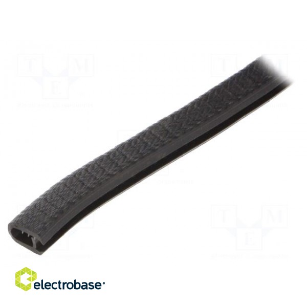 Hole and edge shield | PVC | L: 10m | black | H: 14.5mm | W: 10.5mm