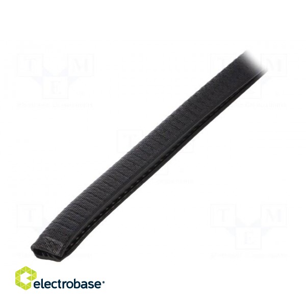 Hole and edge shield | PVC | L: 10m | black | H: 16.5mm | W: 9.5mm